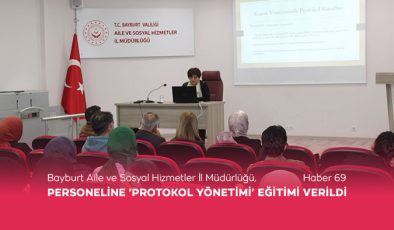 Bayburt Aile ve Sosyal Hizmetler İl Müdürlüğü Personeline ‘Protokol Yönetimi’ Eğitimi Verildi!